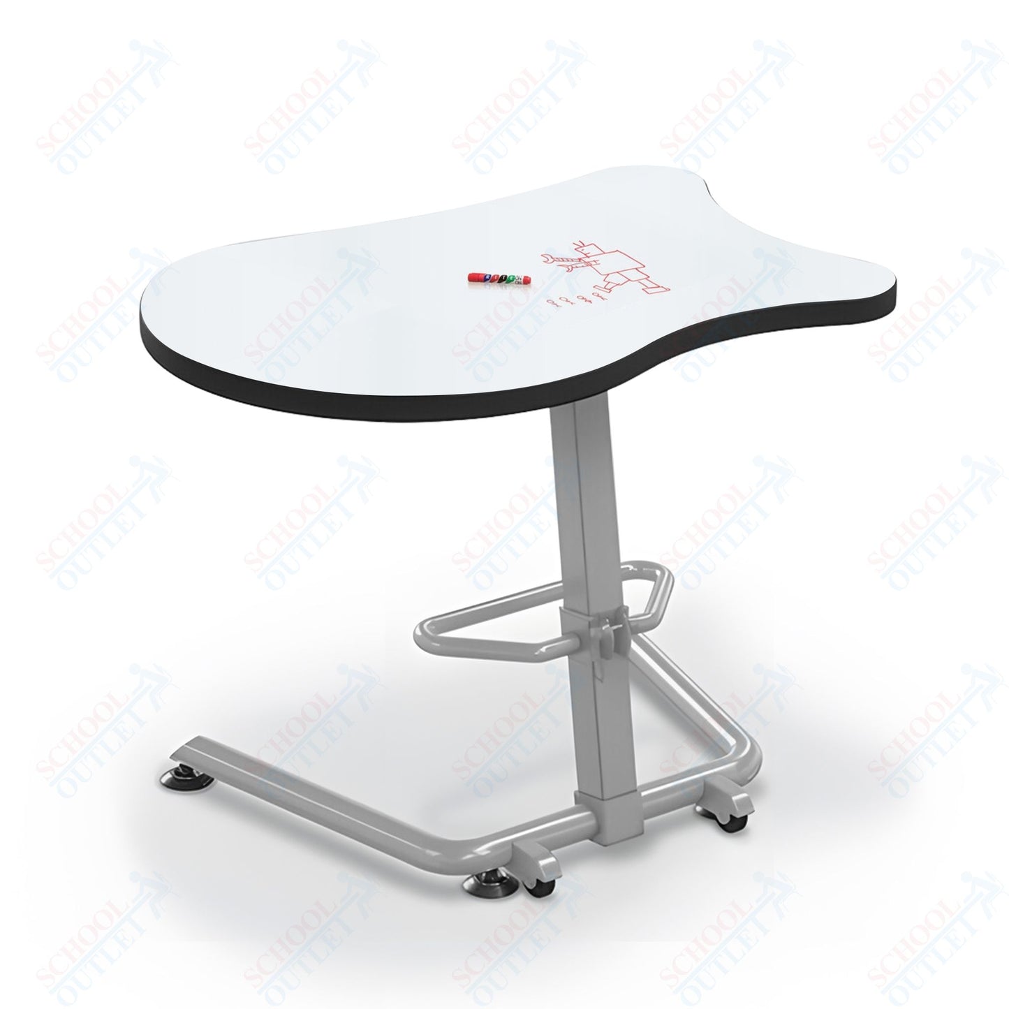 Mooreco Up-Rite Student Desk Fender Top, Adjustable Height, Platinum Frame (Mooreco 90533-F)