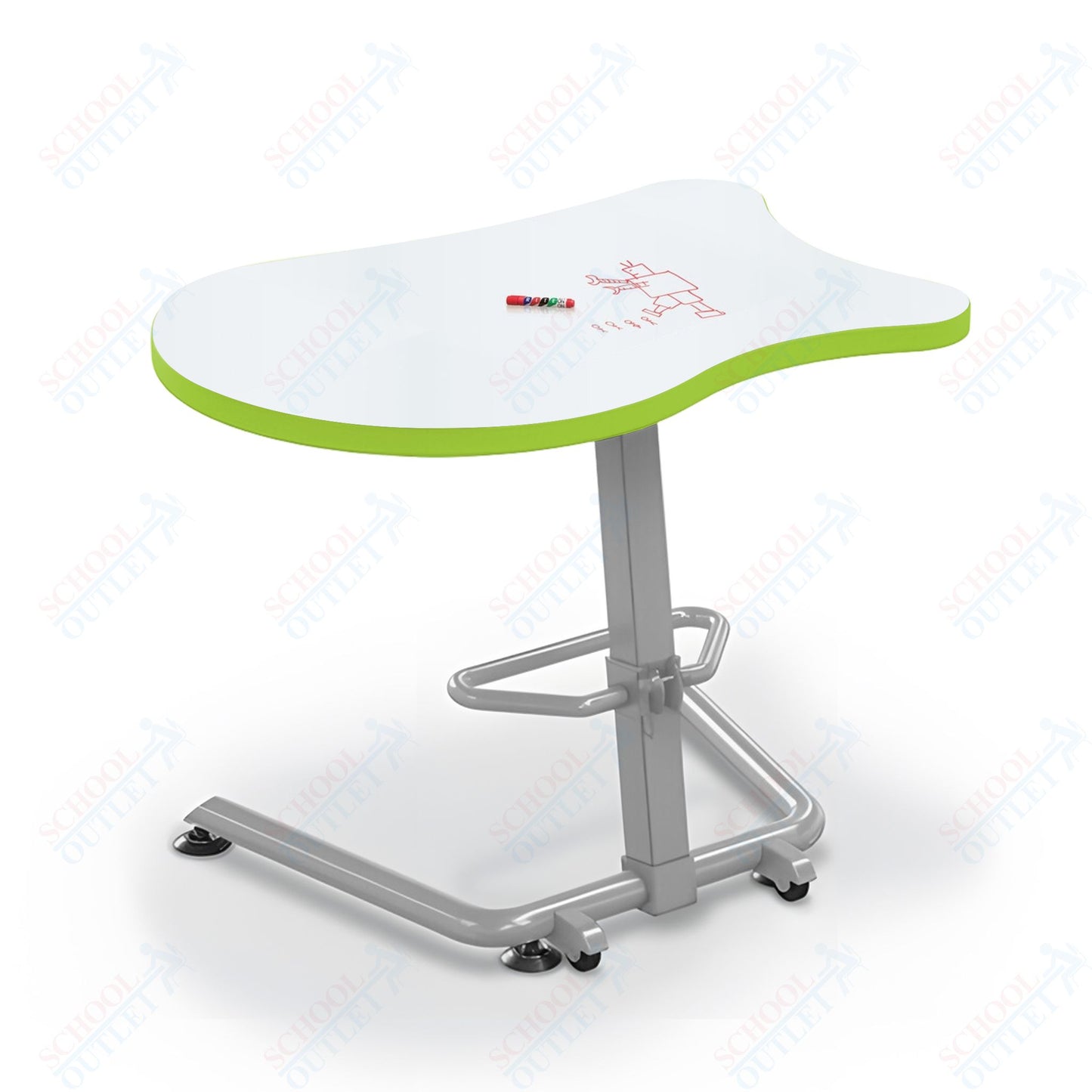Mooreco Up-Rite Student Desk Fender Top, Adjustable Height, Platinum Frame (Mooreco 90533-F)