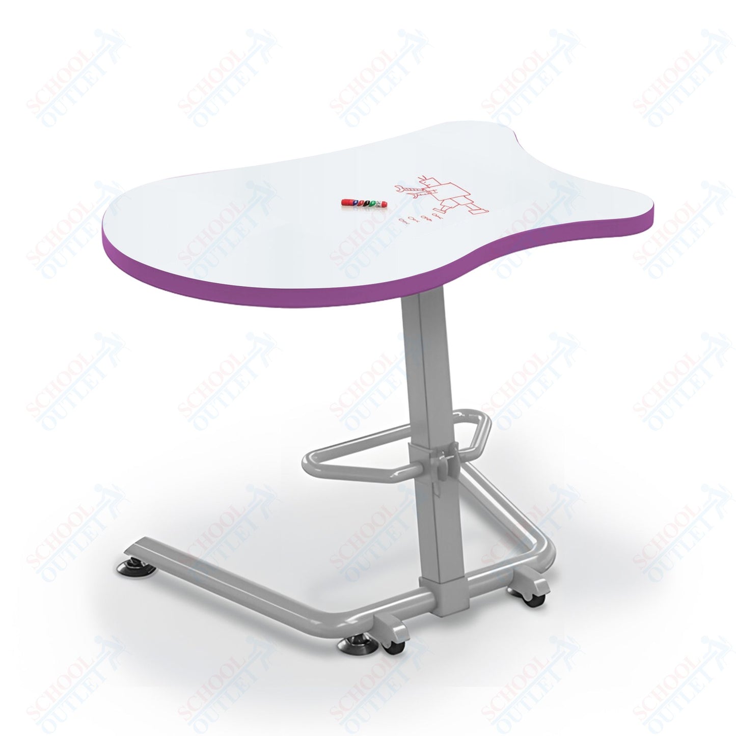 Mooreco Up-Rite Student Desk Fender Top, Adjustable Height, Platinum Frame (Mooreco 90533-F)