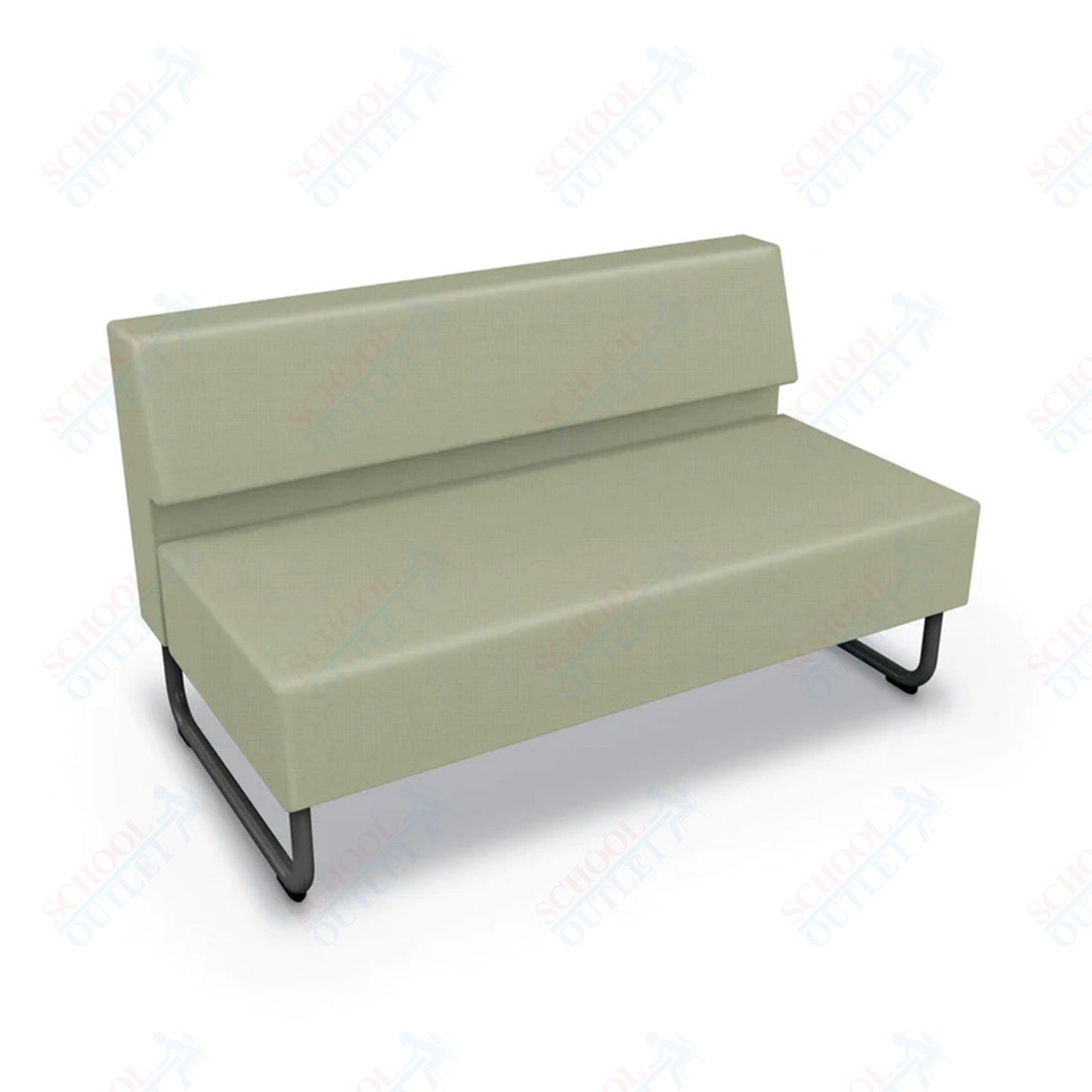 Mooreco Akt Soft Seating Lounge Loveseat - Armless - Grade 02 Fabric and Powder Coated Sled Legs