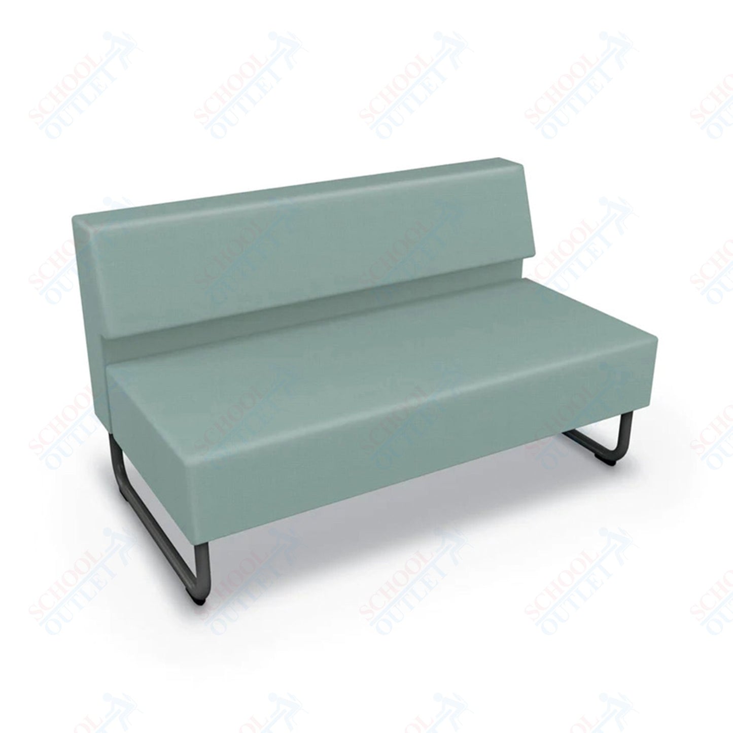 Mooreco Akt Soft Seating Lounge Loveseat - Armless - Grade 02 Fabric and Powder Coated Sled Legs