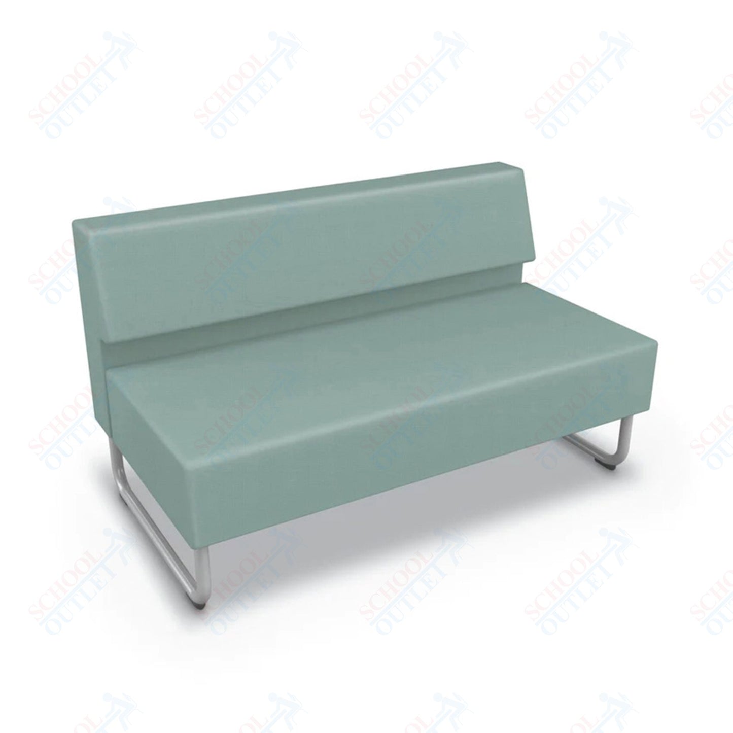 Mooreco Akt Soft Seating Lounge Loveseat - Armless - Grade 02 Fabric and Powder Coated Sled Legs