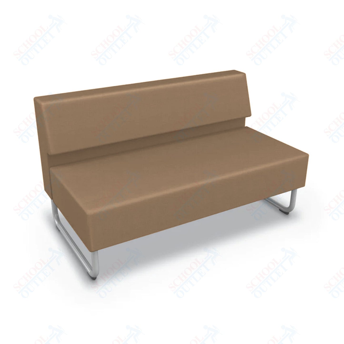 Mooreco Akt Soft Seating Lounge Loveseat - Armless - Grade 02 Fabric and Powder Coated Sled Legs