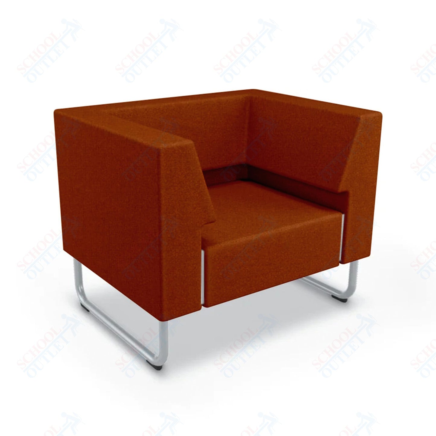 Mooreco Akt Soft Seating Lounge Chair - Both Arms - Grade 02 Fabric and Powder Coated Sled Legs