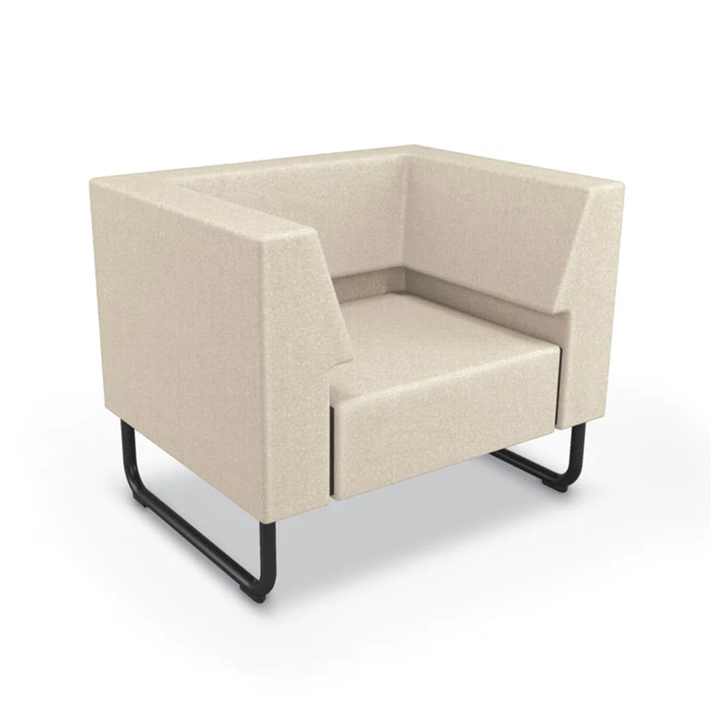 Mooreco Akt Soft Seating Lounge Chair - Both Arms - Grade 02 Fabric and Powder Coated Sled Legs