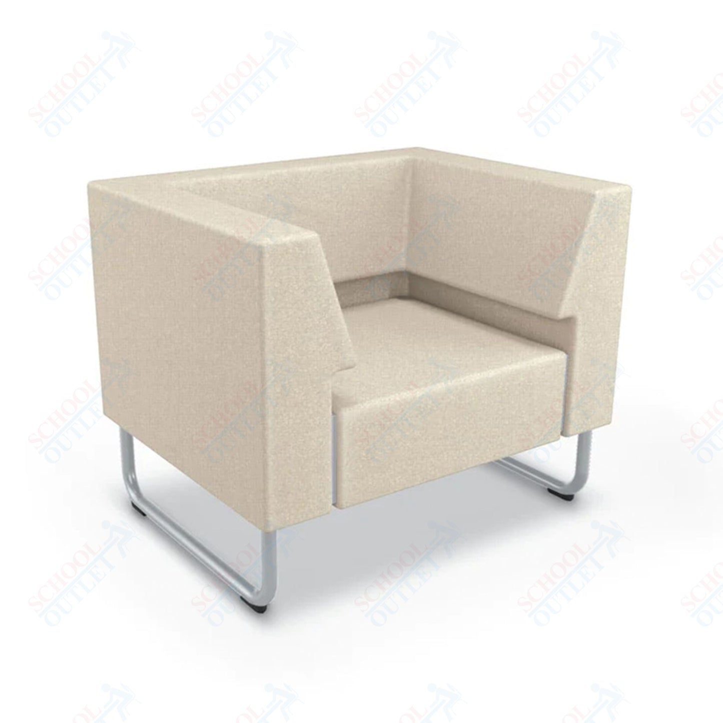 Mooreco Akt Soft Seating Lounge Chair - Both Arms - Grade 02 Fabric and Powder Coated Sled Legs