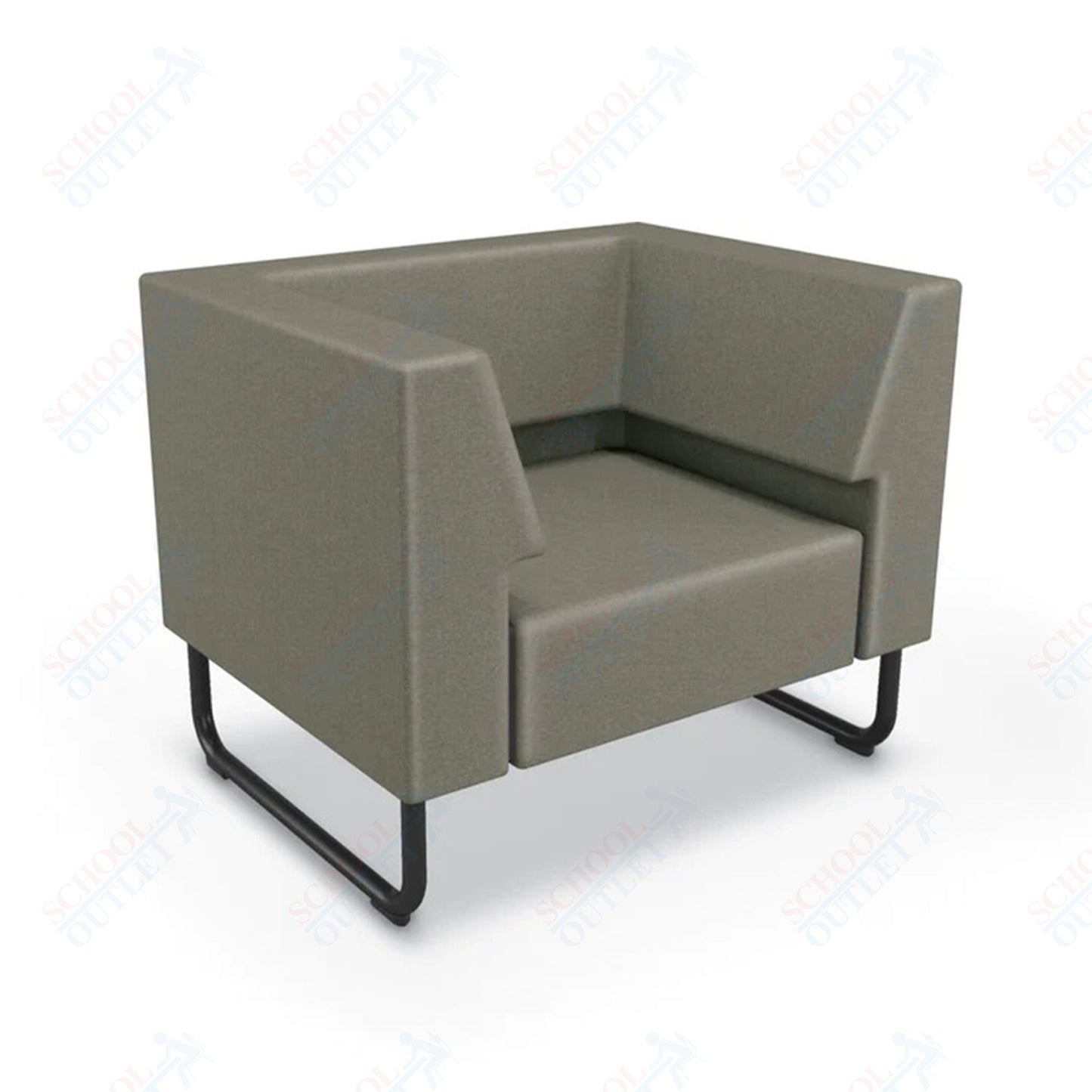 Mooreco Akt Soft Seating Lounge Chair - Both Arms - Grade 02 Fabric and Powder Coated Sled Legs