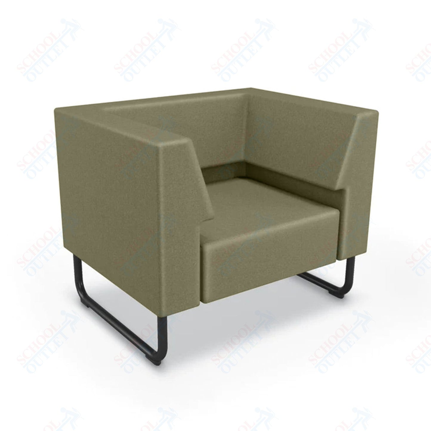 Mooreco Akt Soft Seating Lounge Chair - Both Arms - Grade 02 Fabric and Powder Coated Sled Legs