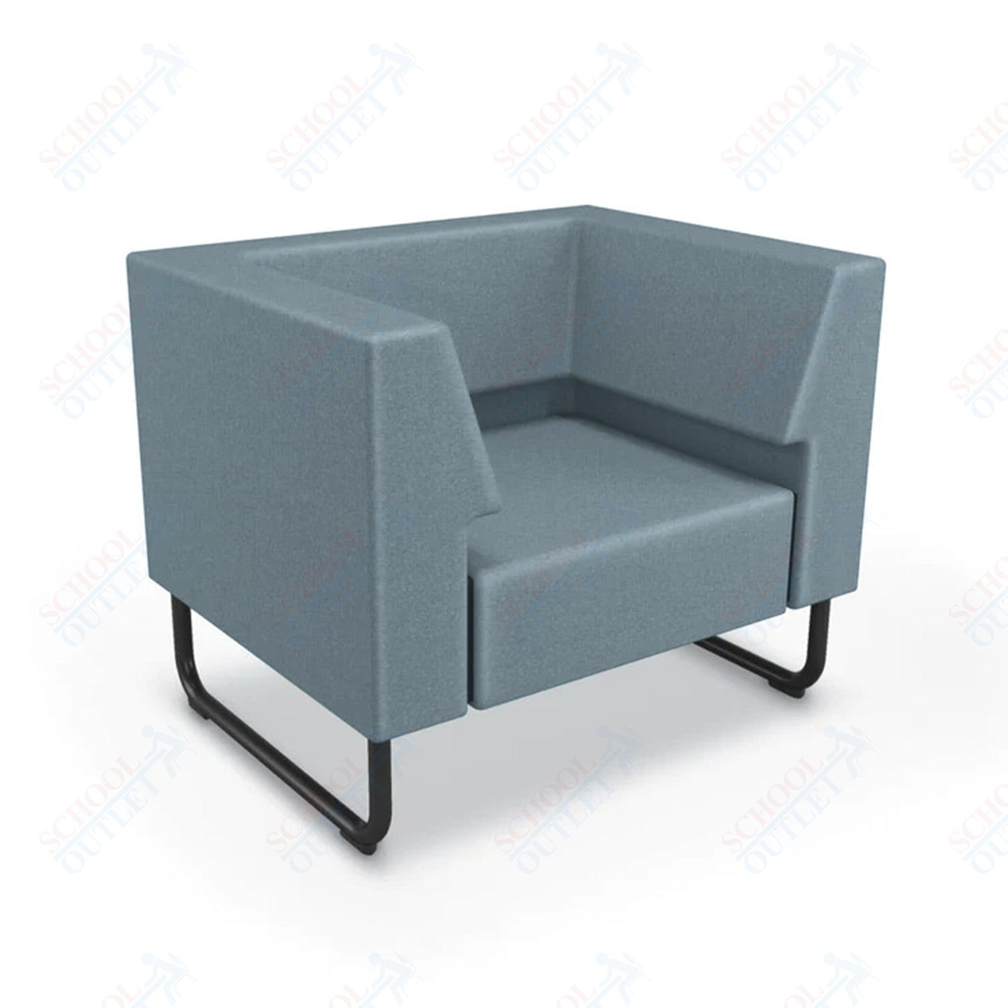 Mooreco Akt Soft Seating Lounge Chair - Both Arms - Grade 02 Fabric and Powder Coated Sled Legs