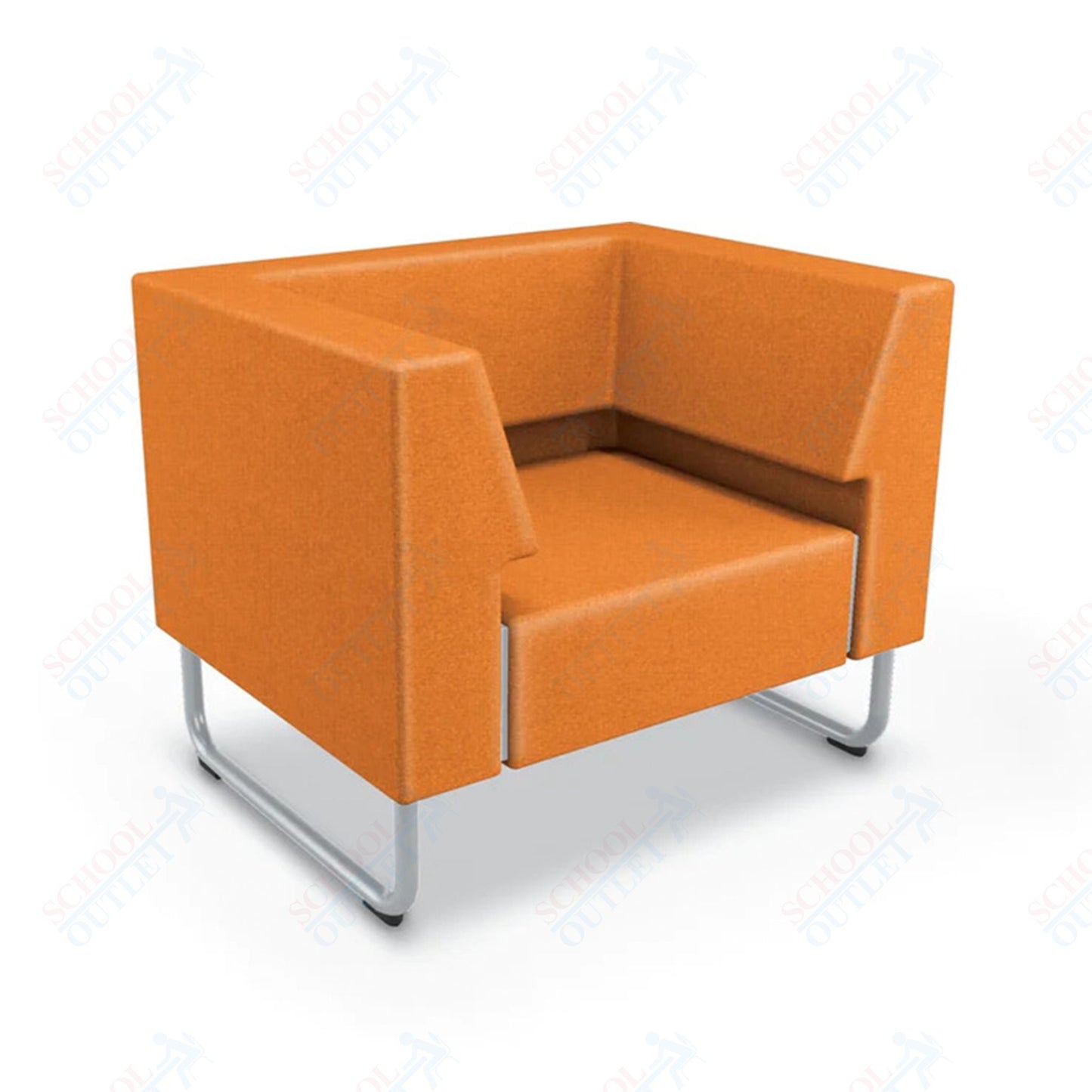 Mooreco Akt Soft Seating Lounge Chair - Both Arms - Grade 02 Fabric and Powder Coated Sled Legs