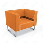Mooreco Akt Soft Seating Lounge Chair - Both Arms - Grade 02 Fabric and Powder Coated Sled Legs