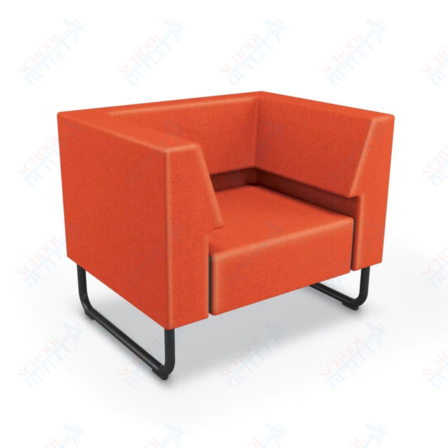 Mooreco Akt Soft Seating Lounge Chair - Both Arms - Grade 02 Fabric and Powder Coated Sled Legs