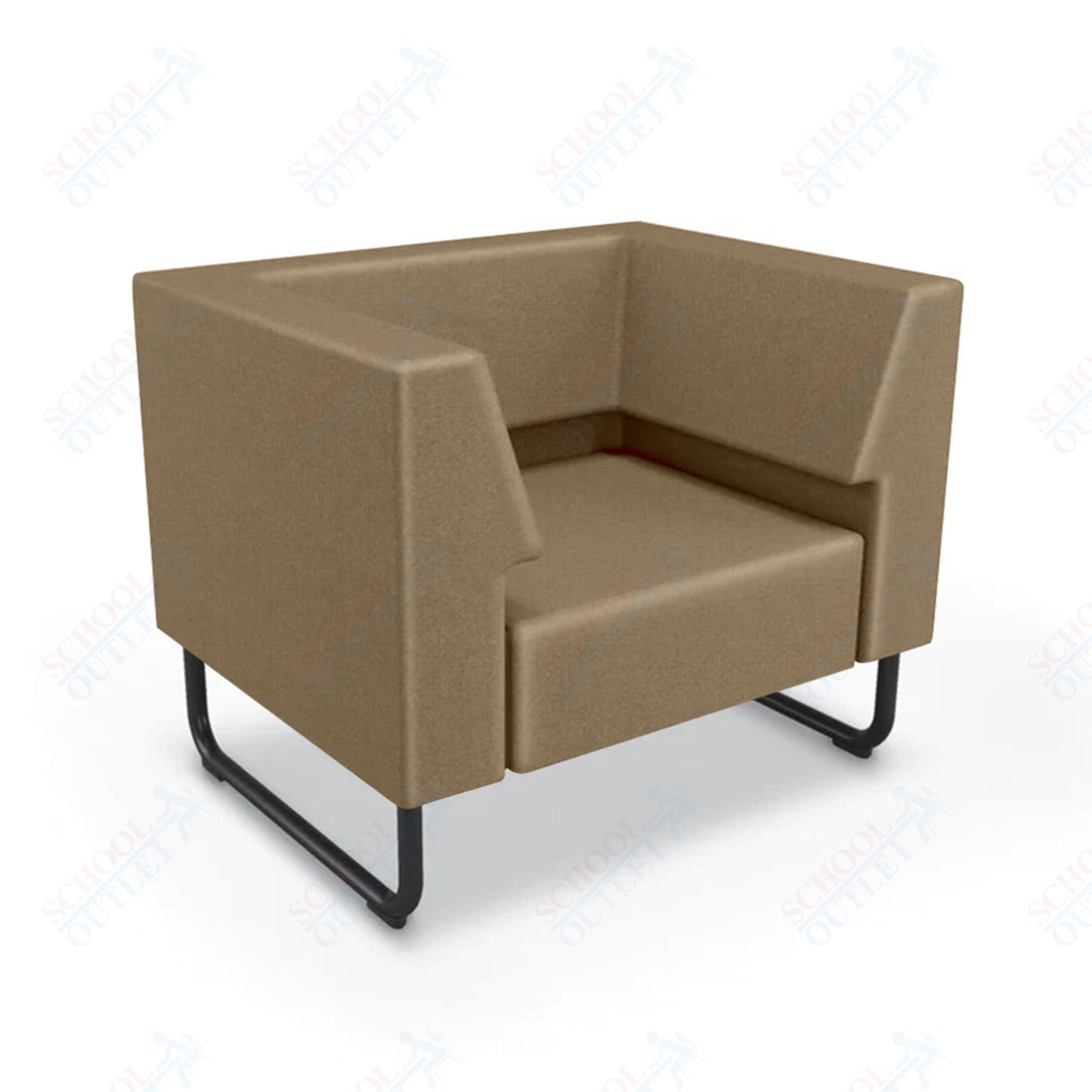 Mooreco Akt Soft Seating Lounge Chair - Both Arms - Grade 02 Fabric and Powder Coated Sled Legs