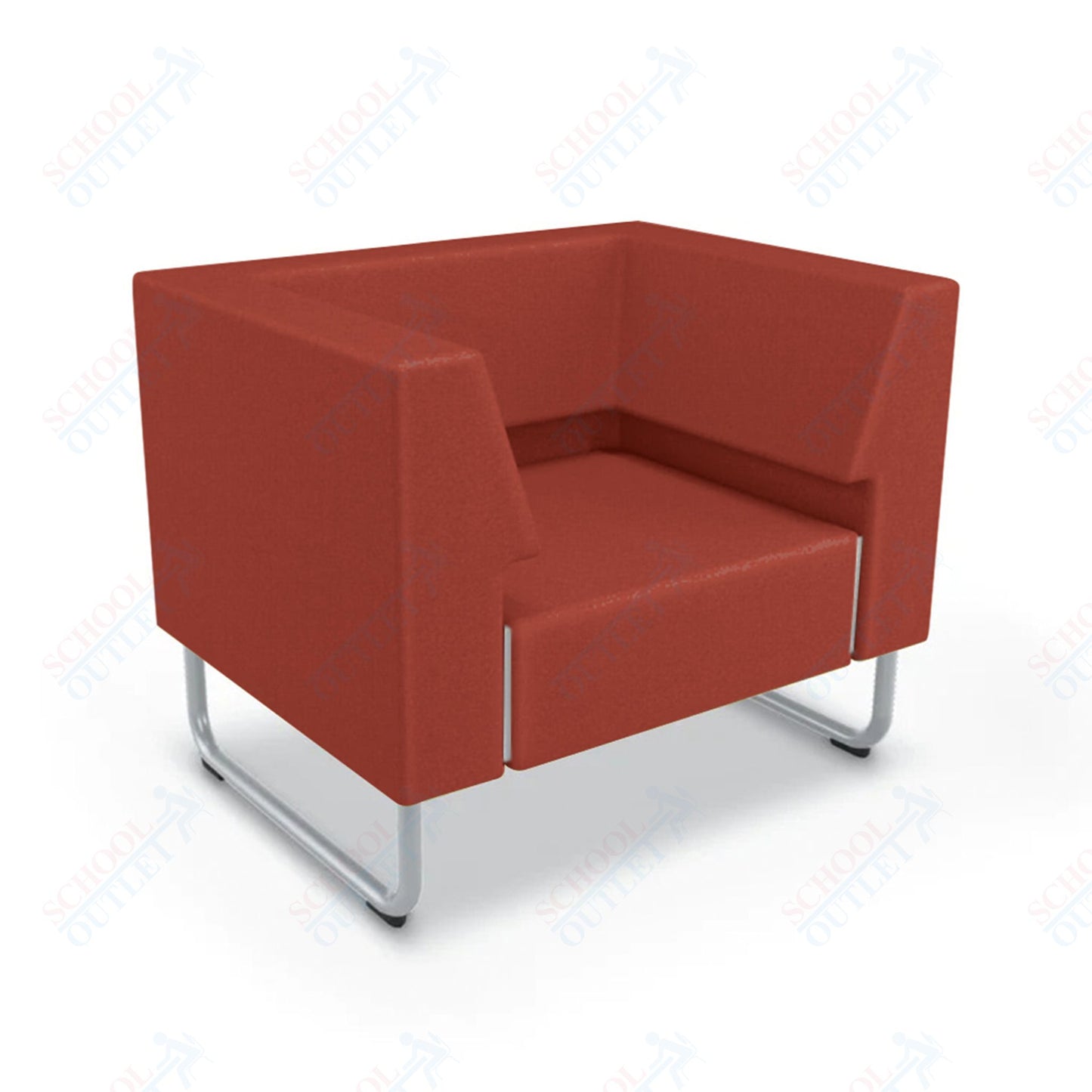Mooreco Akt Soft Seating Lounge Chair - Both Arms - Grade 02 Fabric and Powder Coated Sled Legs