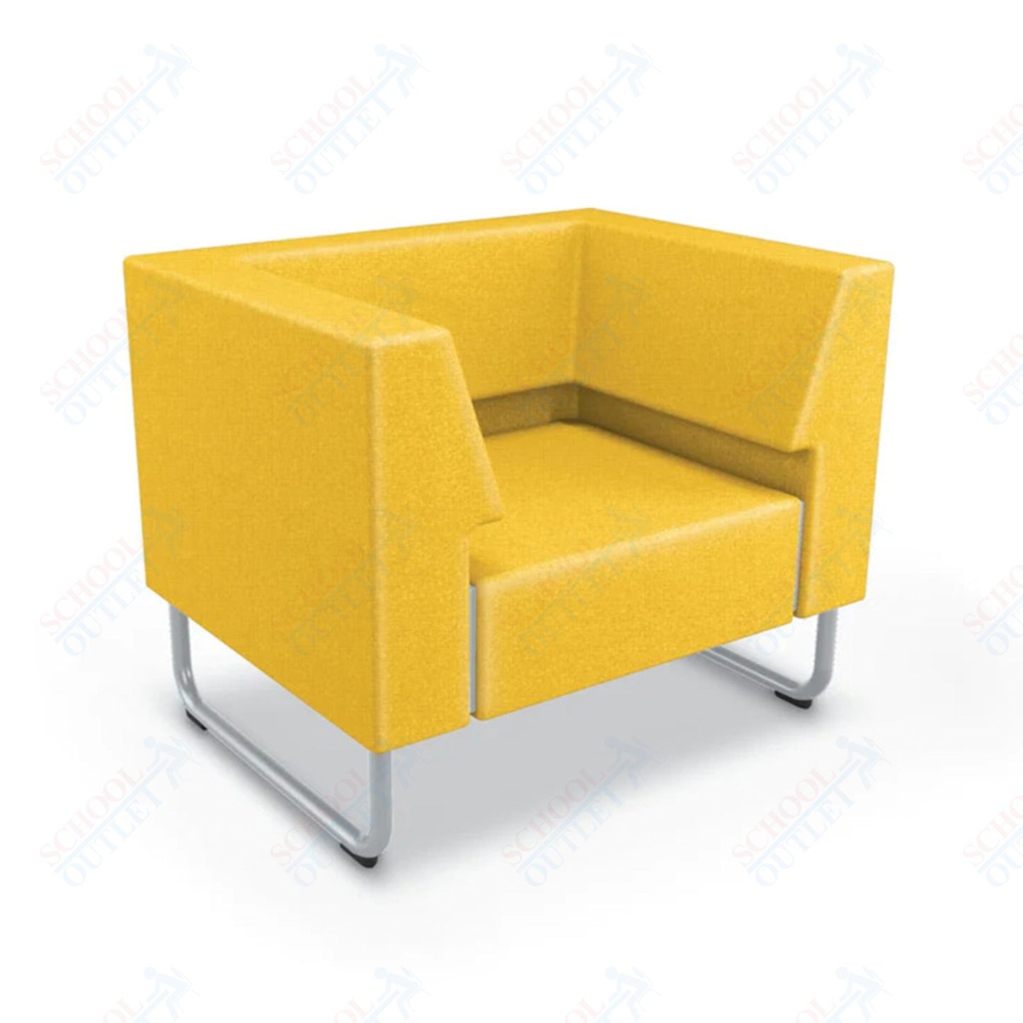 Mooreco Akt Soft Seating Lounge Chair - Both Arms - Grade 02 Fabric and Powder Coated Sled Legs