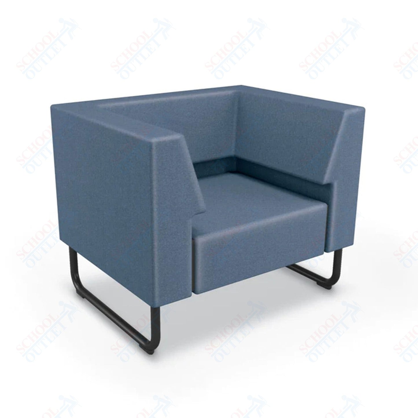 Mooreco Akt Soft Seating Lounge Chair - Both Arms - Grade 02 Fabric and Powder Coated Sled Legs