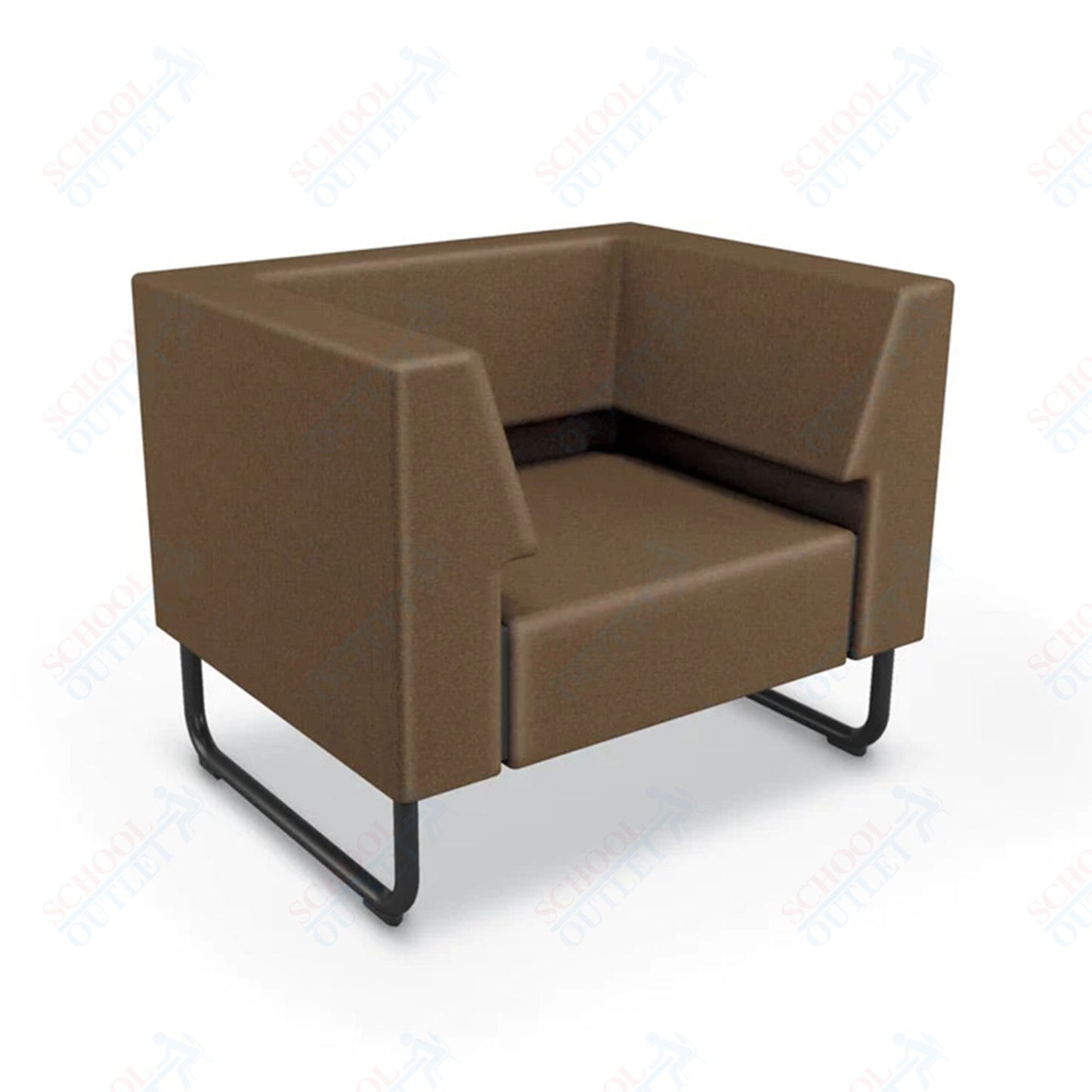 Mooreco Akt Soft Seating Lounge Chair - Both Arms - Grade 02 Fabric and Powder Coated Sled Legs
