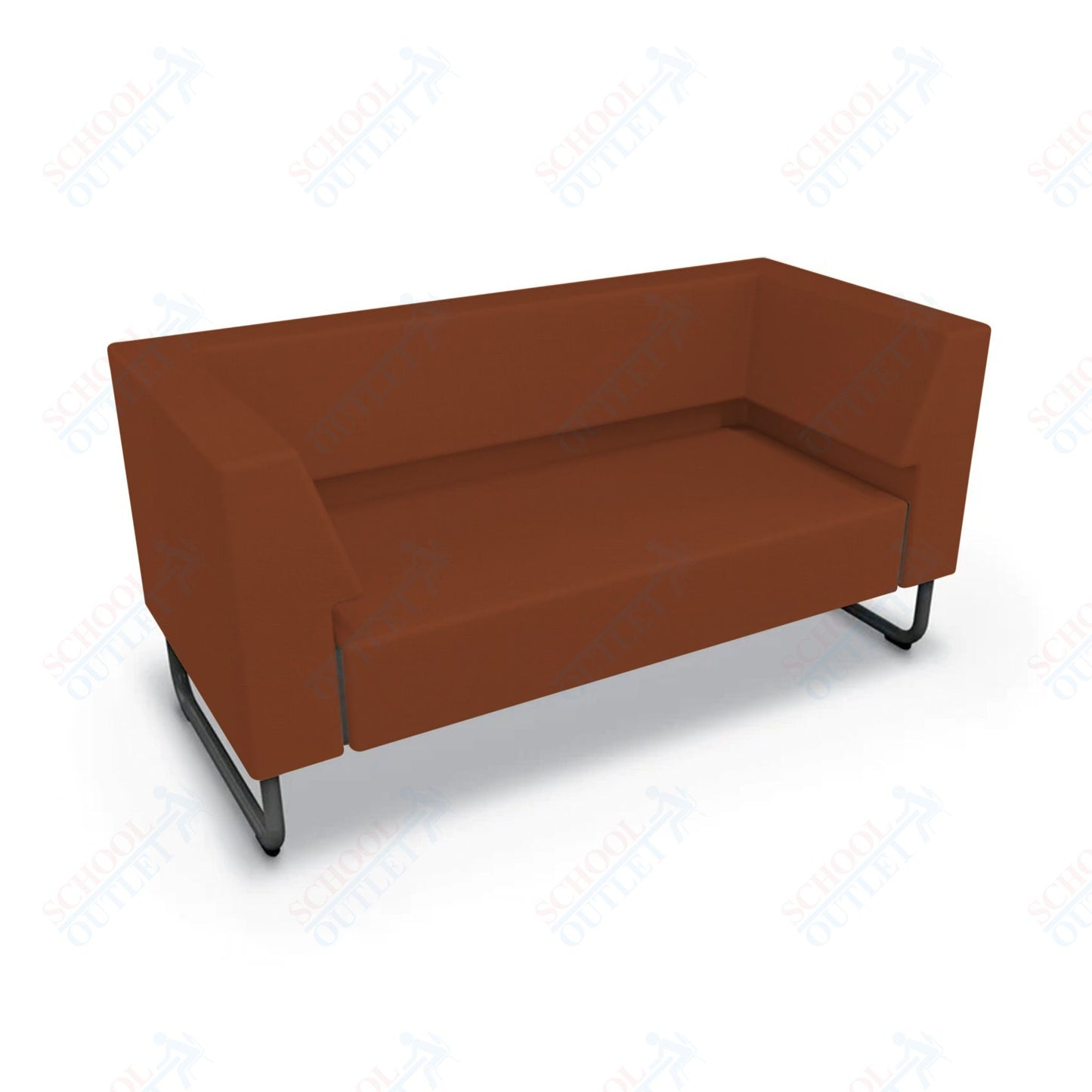 Mooreco Akt Soft Seating Lounge Loveseat - Both Arms - Grade 02 Fabric and Powder Coated Sled Legs