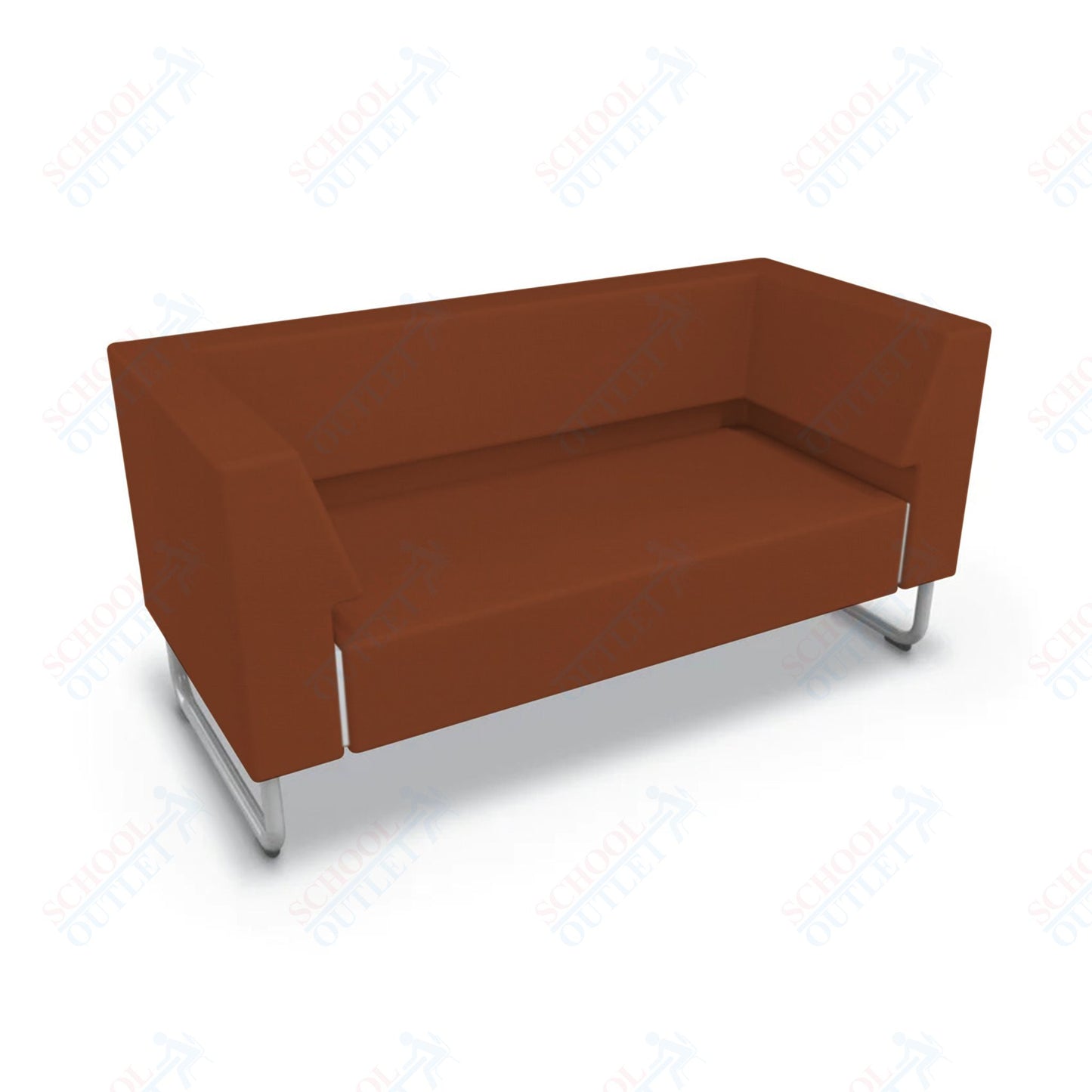 Mooreco Akt Soft Seating Lounge Loveseat - Both Arms - Grade 02 Fabric and Powder Coated Sled Legs