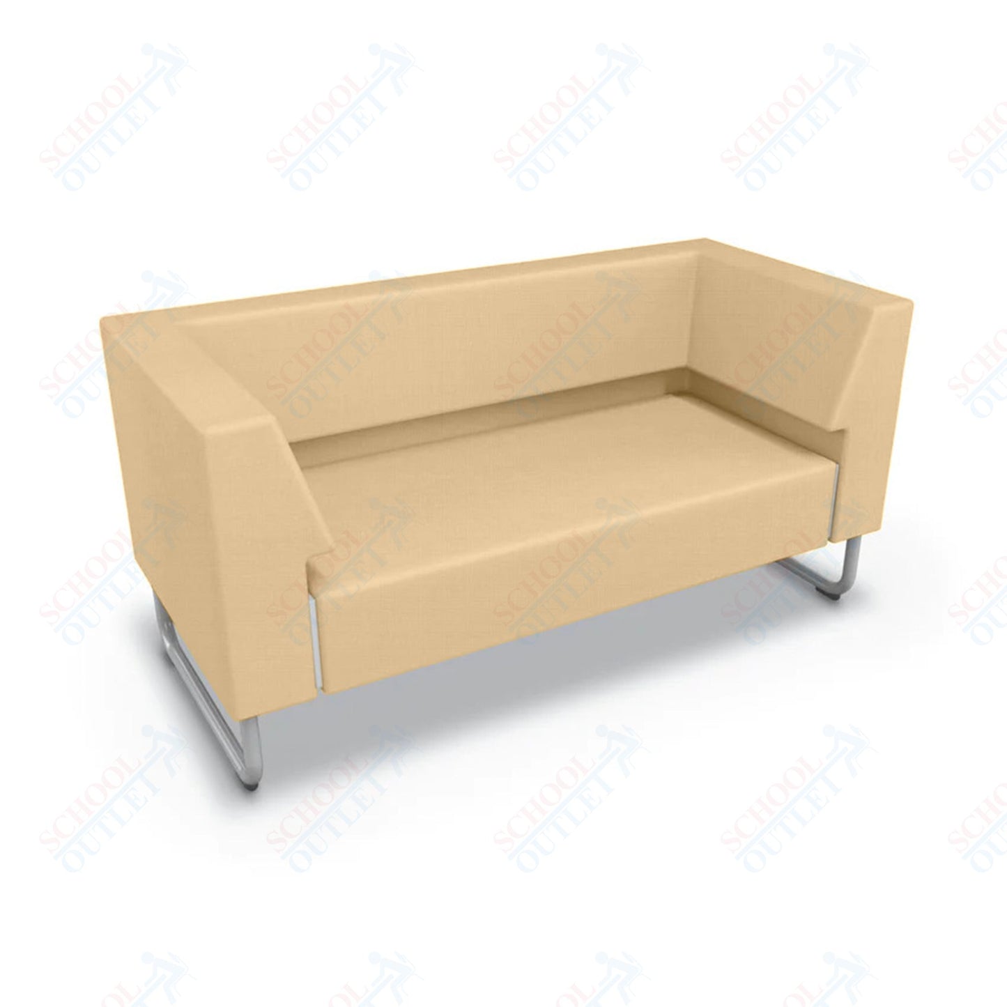 Mooreco Akt Soft Seating Lounge Loveseat - Both Arms - Grade 02 Fabric and Powder Coated Sled Legs