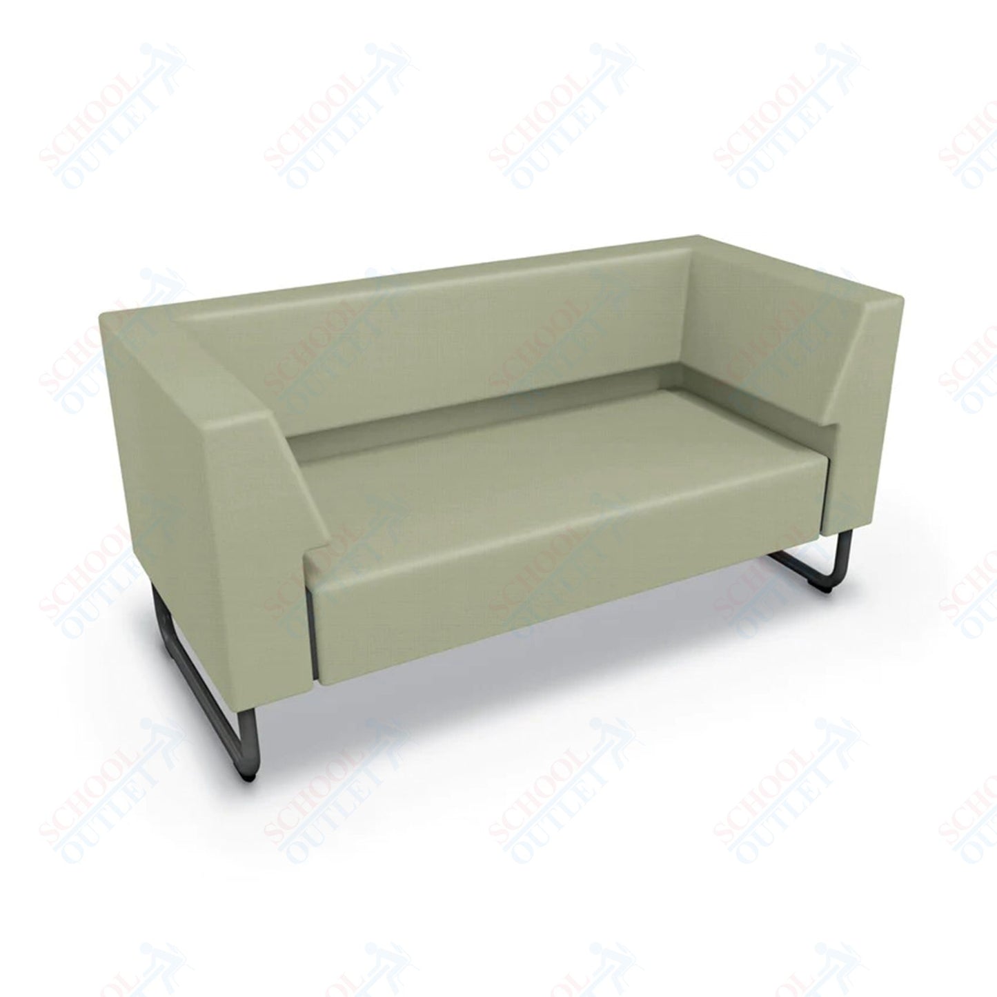 Mooreco Akt Soft Seating Lounge Loveseat - Both Arms - Grade 02 Fabric and Powder Coated Sled Legs