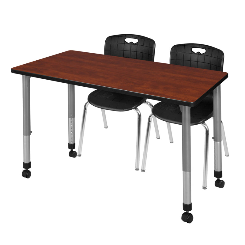 Versatile Regency Kee Mobile Learning Environment table with 2 Andy stack chairs 48"W x 30"D x 29"H (REG-MT4830-40)