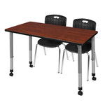 Versatile Regency Kee Mobile Learning Environment table with 2 Andy stack chairs 48