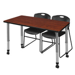 Versatile Regency Kee Mobile Learning Environment table with 2 Zeng black stack chairs 48