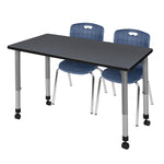 Regency Kee Professional Mobile Adjustable Classroom Table with 2 Andy Stack Chair Set (REG-MT4824-2C)