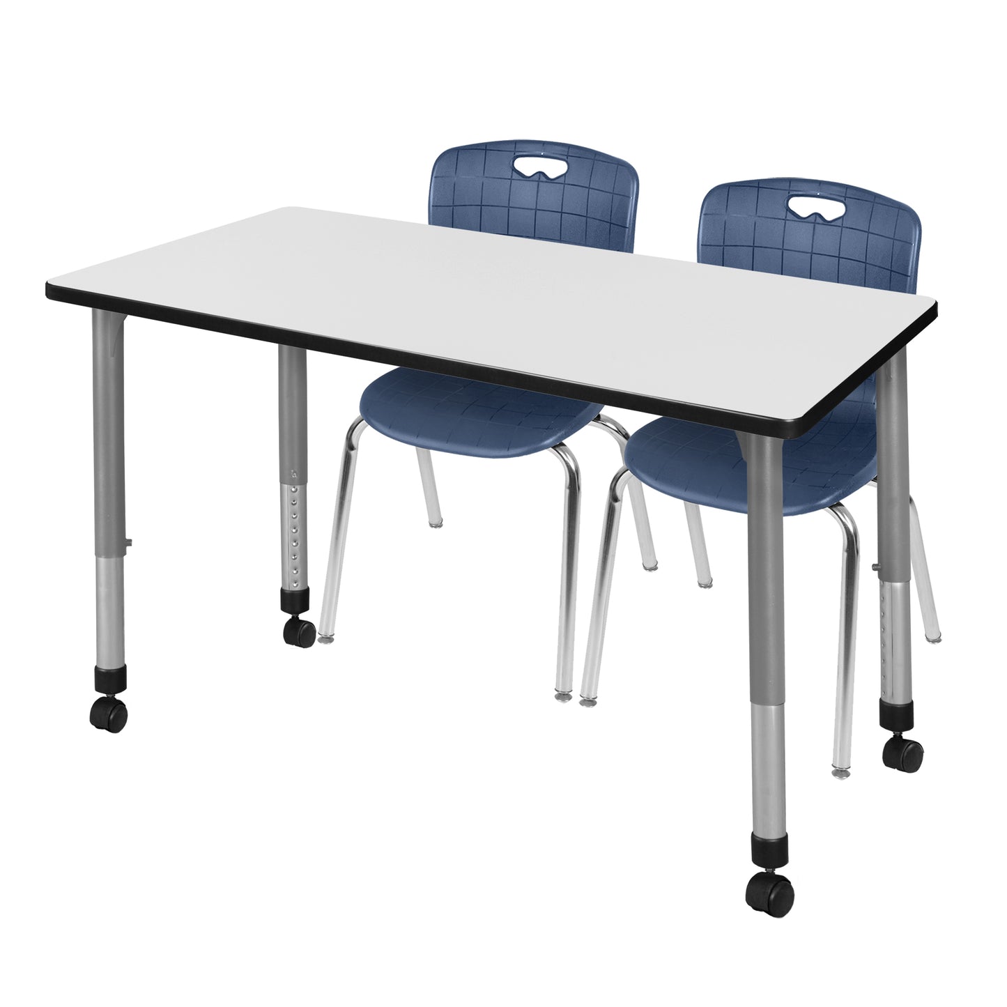 Regency Kee 48 x 24 in. Adjustable Classroom Table & 2 Andy 18 in. Stack Chairs