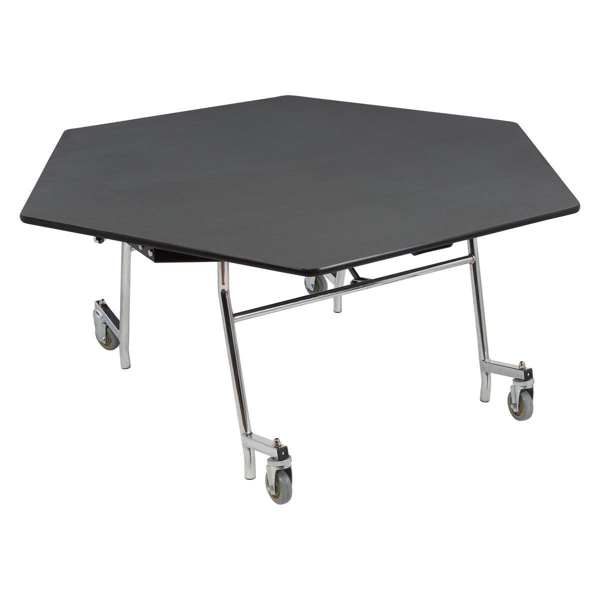 NPS EasyFold Mobile Cafeteria Hexagon Folding Table - 60"W x 60"L x 32"H (NPS-MTSSF-60H-XXX32)