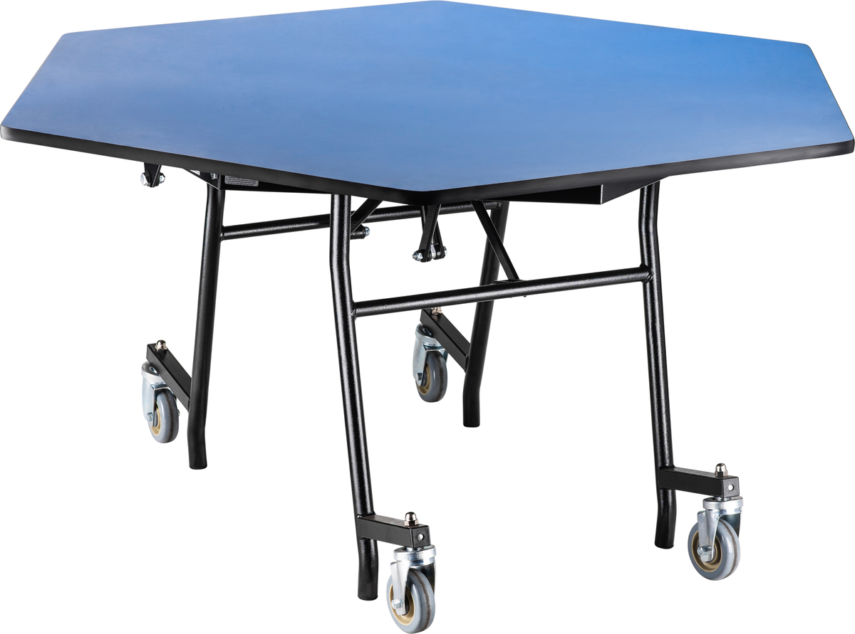 NPS EasyFold Mobile Cafeteria Hexagon Folding Table - 48"W x 48"L x 29"H (NPS-MTSSF-48H-XXX)