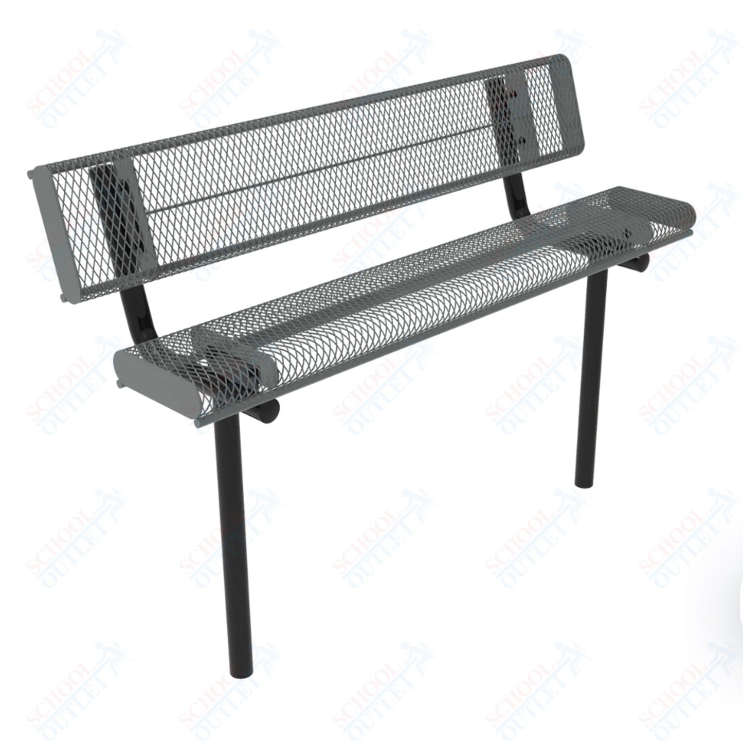 MyTcoat - Rolled Edges Outdoor Bench with Back 4' L - Inground Mount (MYT-BRE04-19)
