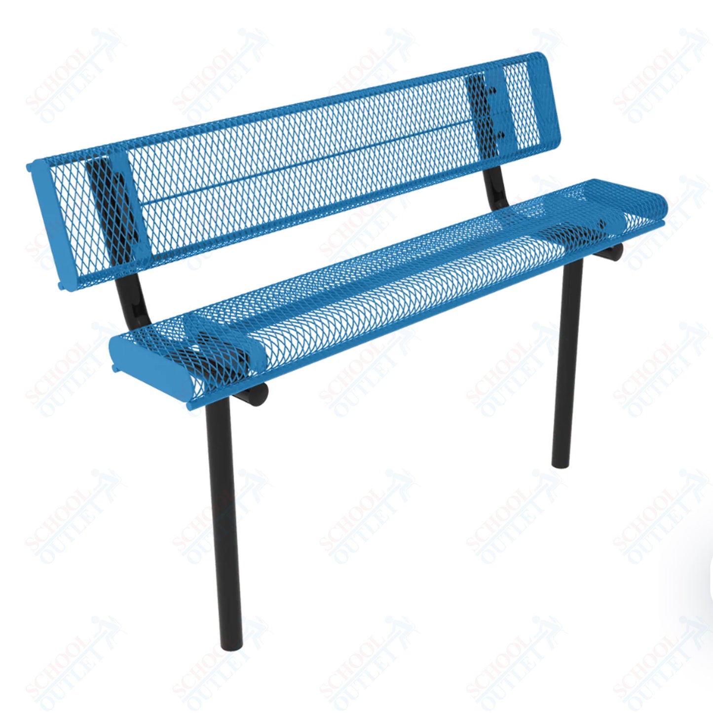MyTcoat - Rolled Edges Outdoor Bench with Back 4' L - Inground Mount (MYT-BRE04-19)