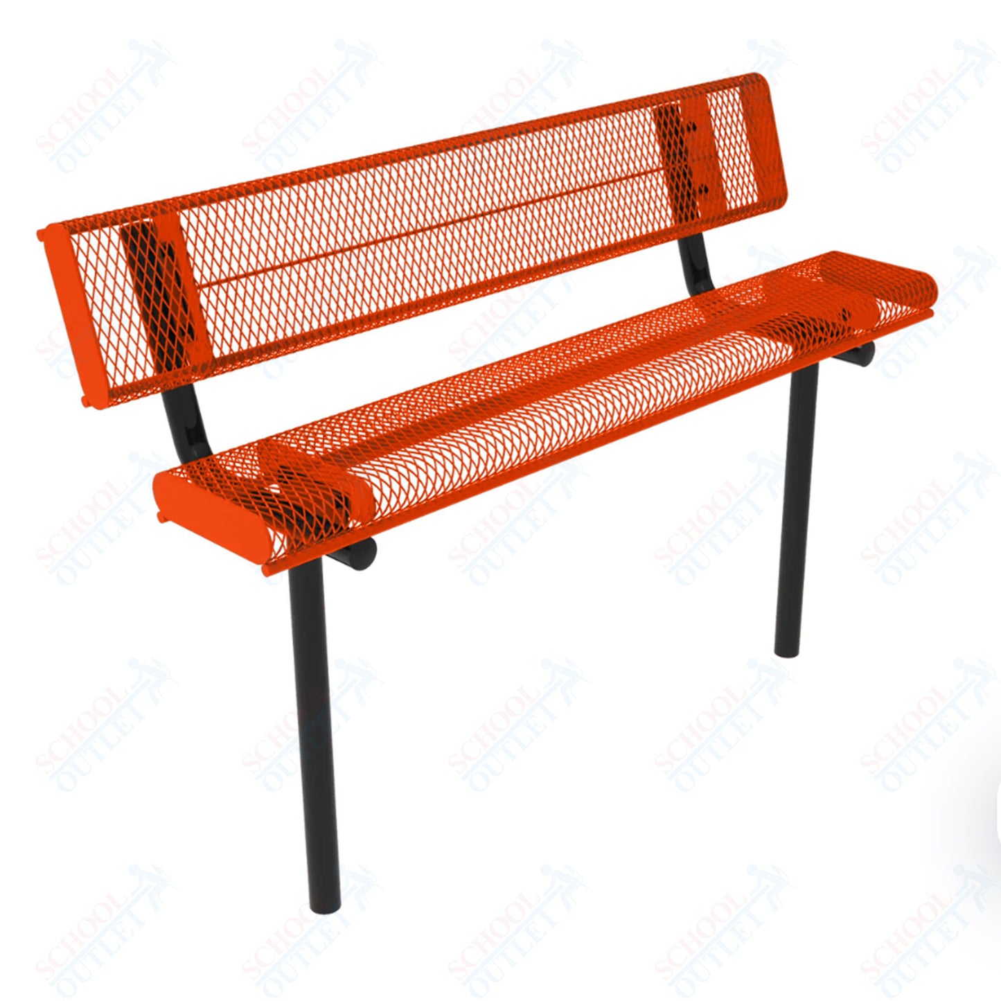 MyTcoat - Rolled Edges Outdoor Bench with Back 4' L - Inground Mount (MYT-BRE04-19)