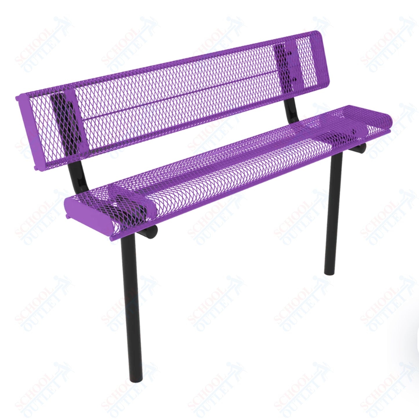 MyTcoat - Rolled Edges Outdoor Bench with Back 4' L - Inground Mount (MYT-BRE04-19)