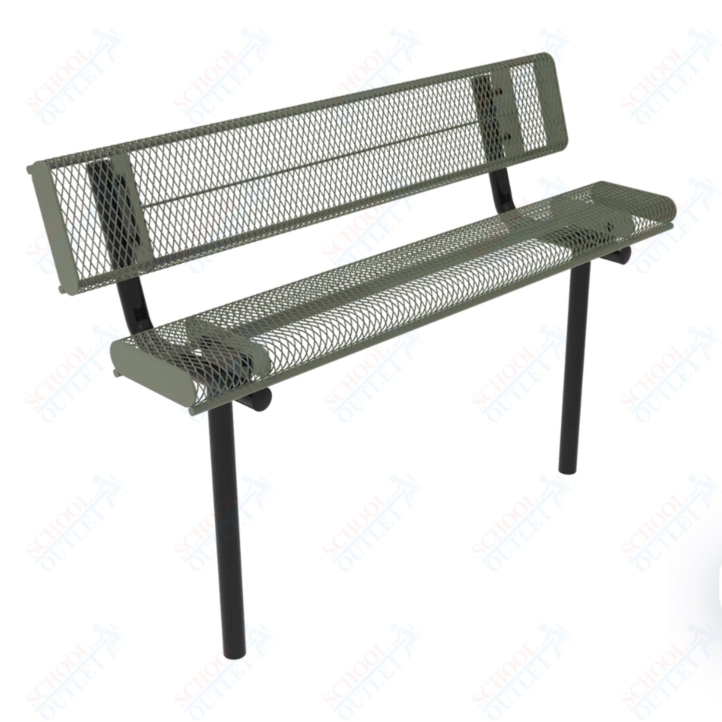 MyTcoat - Rolled Edges Outdoor Bench with Back 4' L - Inground Mount (MYT-BRE04-19)