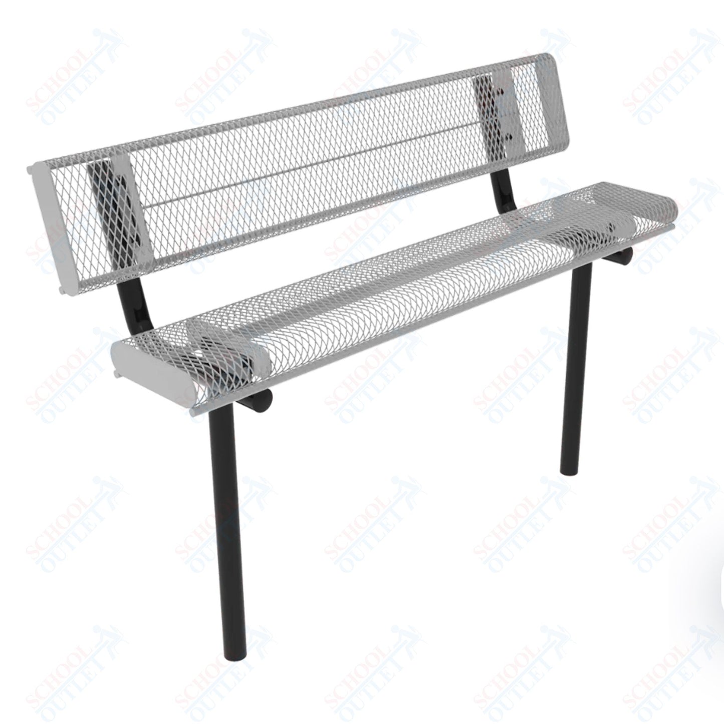 MyTcoat - Rolled Edges Outdoor Bench with Back 4' L - Inground Mount (MYT-BRE04-19)