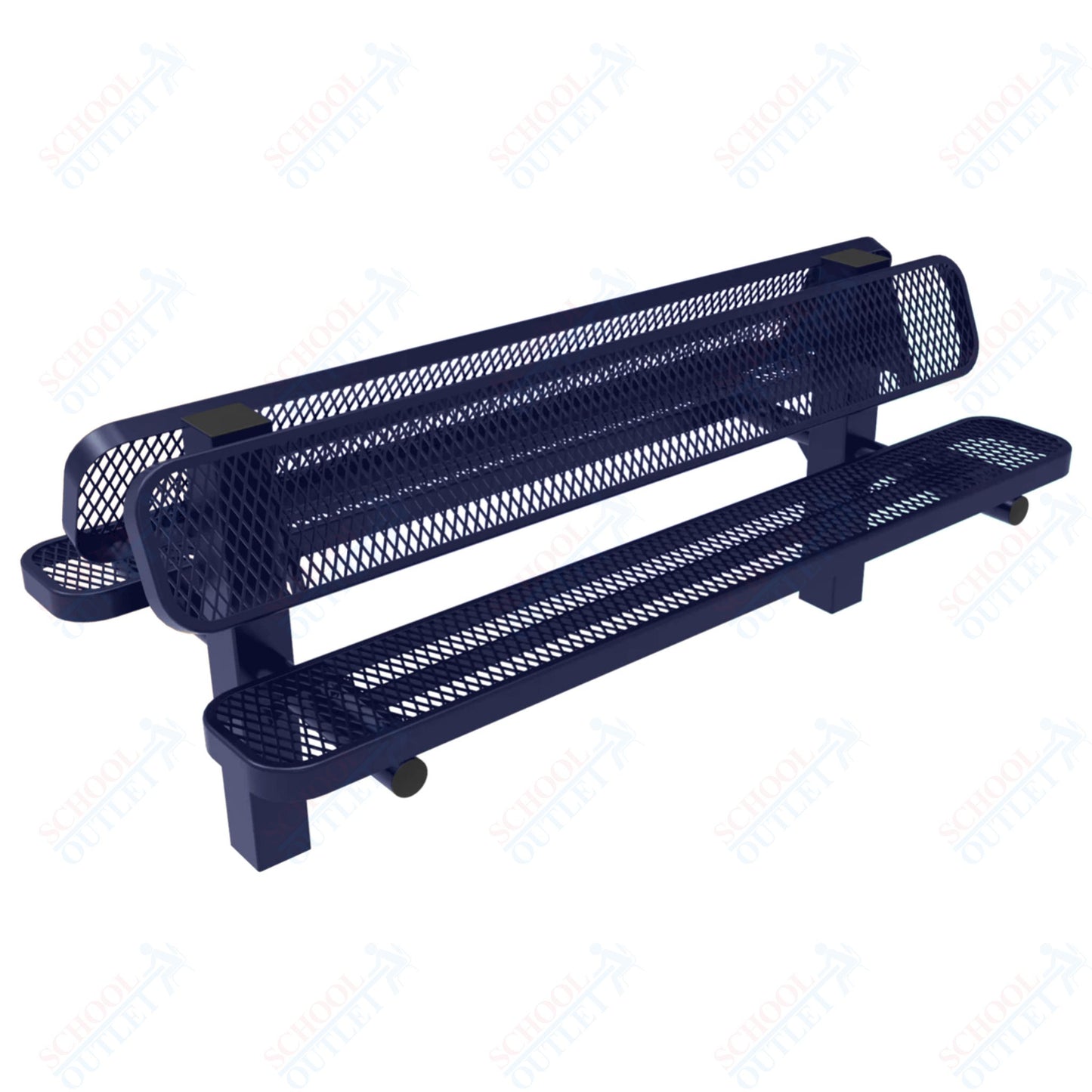 MyTcoat - Double Pedstal Outdoor Bench with Back - Inground Mount 6' L (MYT-BRT06-61-002)