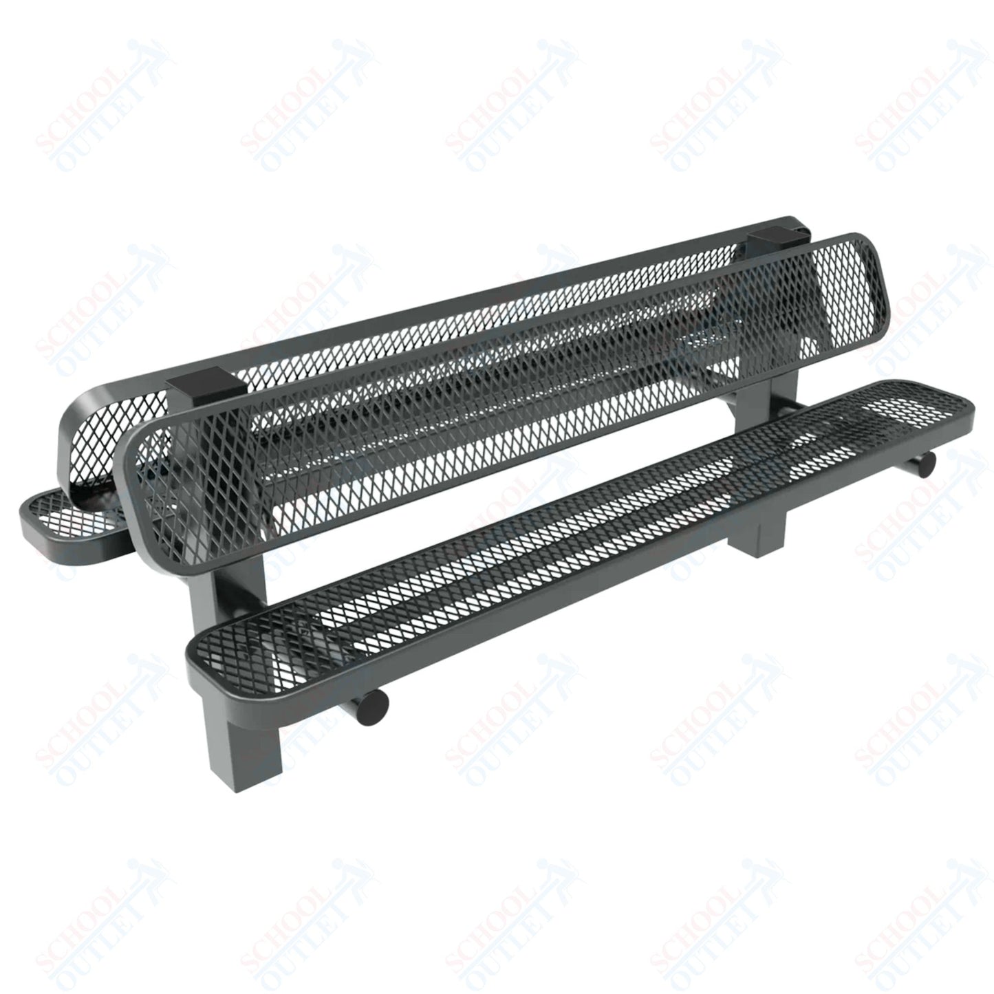 MyTcoat - Double Pedstal Outdoor Bench with Back - Inground Mount 6' L (MYT-BRT06-61-002)