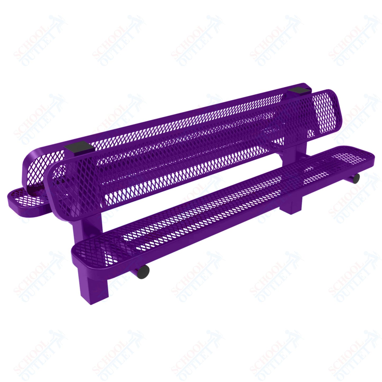 MyTcoat - Double Pedstal Outdoor Bench with Back - Inground Mount 6' L (MYT-BRT06-61-002)