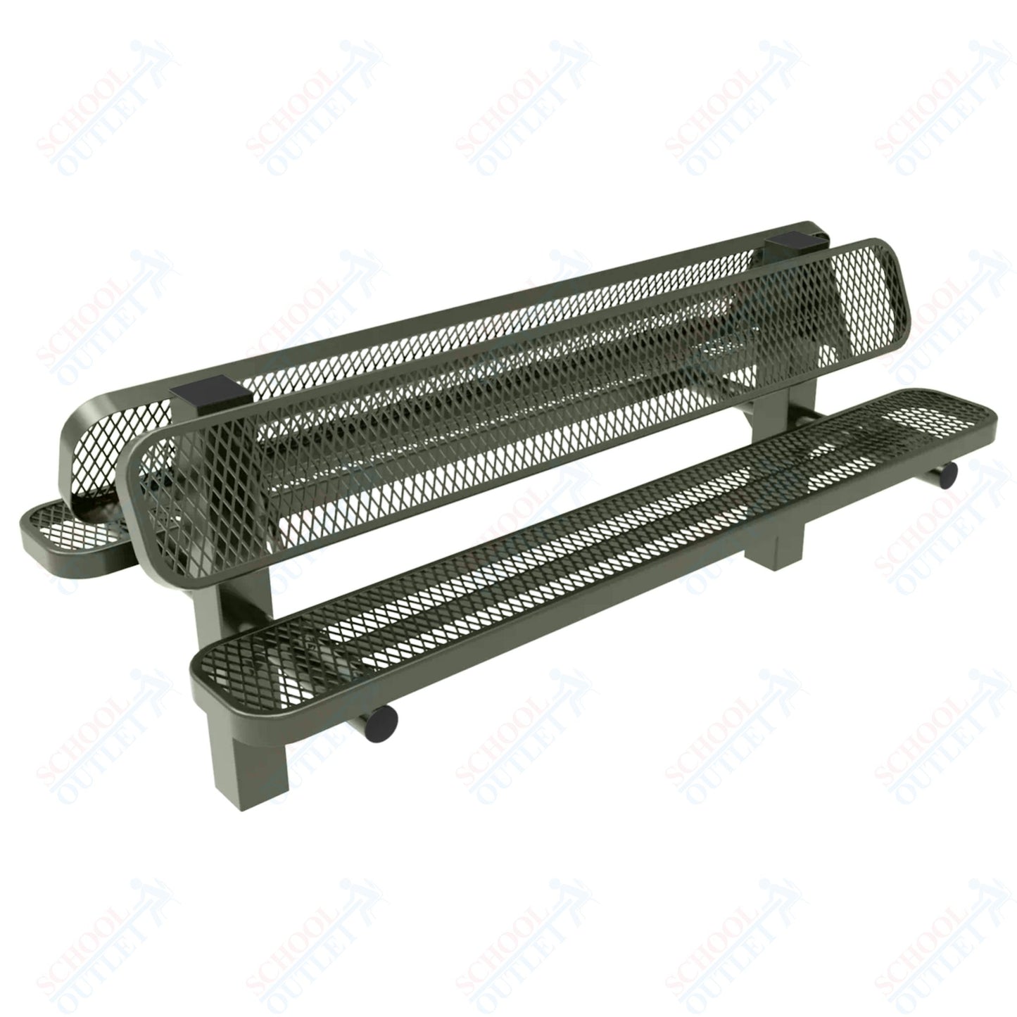 MyTcoat - Double Pedstal Outdoor Bench with Back - Inground Mount 6' L (MYT-BRT06-61-002)