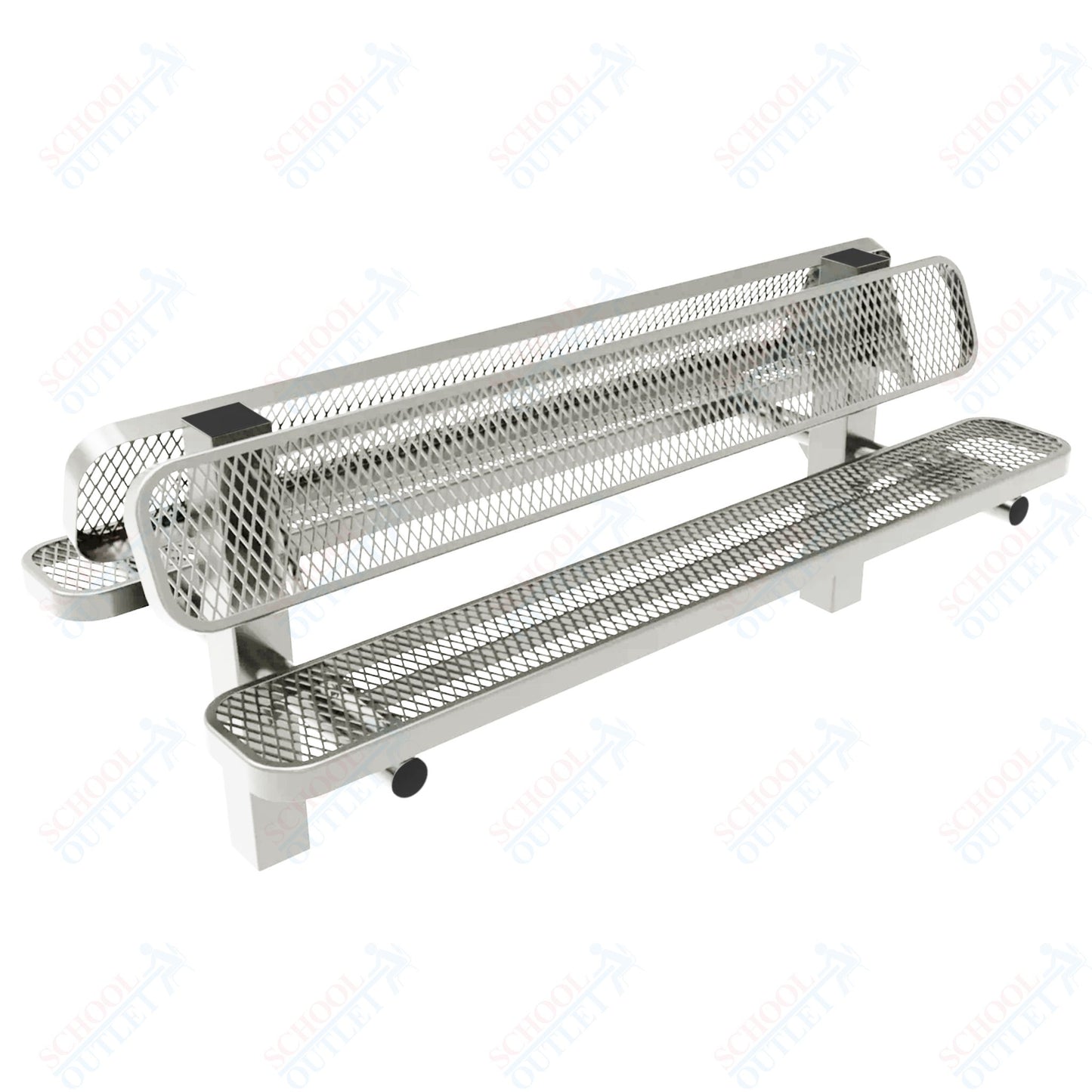 MyTcoat - Double Pedstal Outdoor Bench with Back - Inground Mount 6' L (MYT-BRT06-61-002)