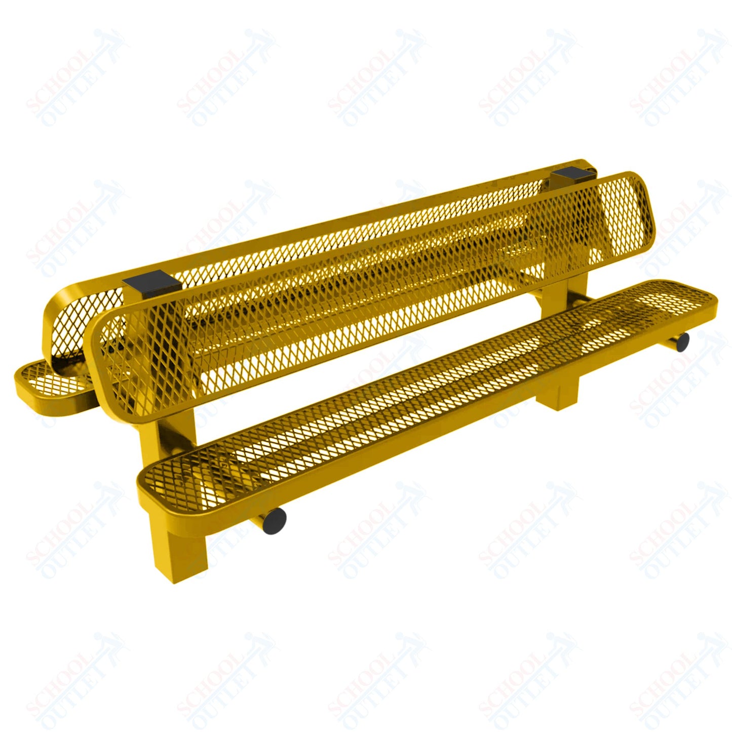 MyTcoat - Double Pedstal Outdoor Bench with Back - Inground Mount 6' L (MYT-BRT06-61-002)