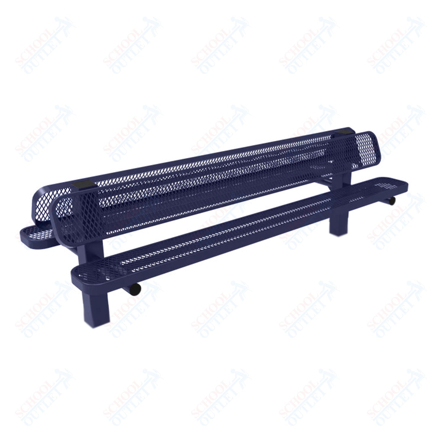 MyTcoat - Double Pedstal Outdoor Bench with Back - Inground Mount 8' L (MYT-BRT08-61-002)