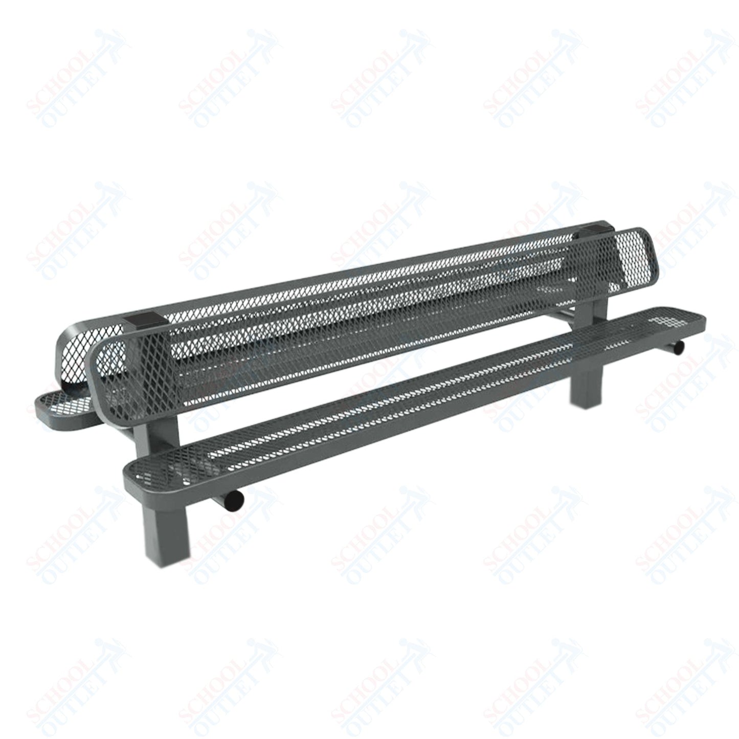MyTcoat - Double Pedstal Outdoor Bench with Back - Inground Mount 8' L (MYT-BRT08-61-002)
