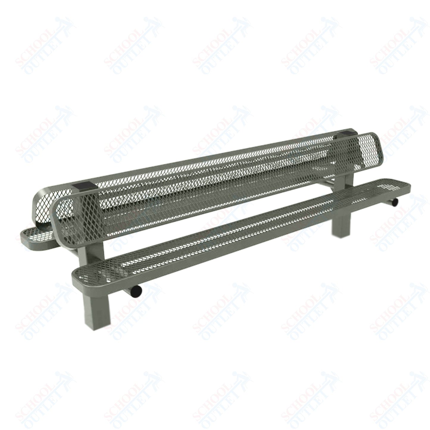 MyTcoat - Double Pedstal Outdoor Bench with Back - Inground Mount 8' L (MYT-BRT08-61-002)