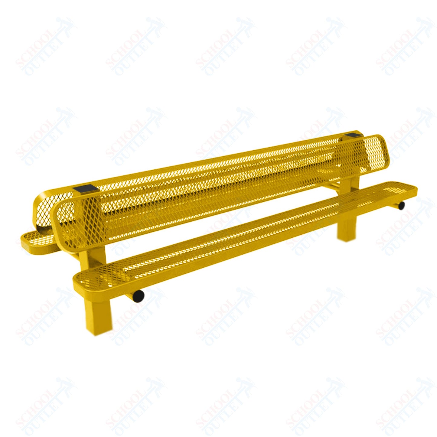 MyTcoat - Double Pedstal Outdoor Bench with Back - Inground Mount 8' L (MYT-BRT08-61-002)