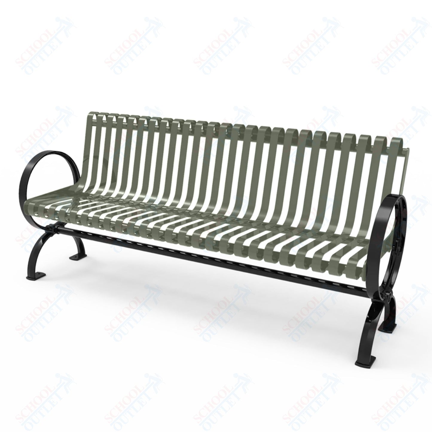 MyTcoat - Village Outdoor Bench with Rolled Back - Portable or Surface Mount 6' L (MYT-BVL06-R-58)