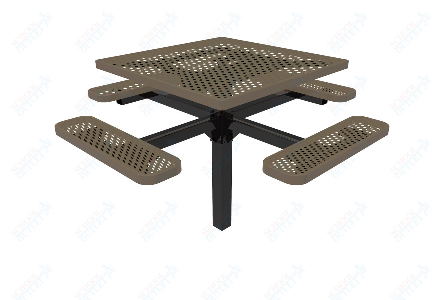 MyTcoat MYT-TSQ46-12 46″ Square Pedestal Picnic Table With Inground Mount (76"W x 76"D x 30"H)